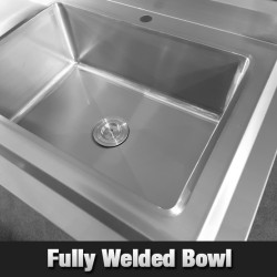 Stainless Steel Centre Single Sink Bench 1900mm - Pipe Undershelf - FSA-1-1900C